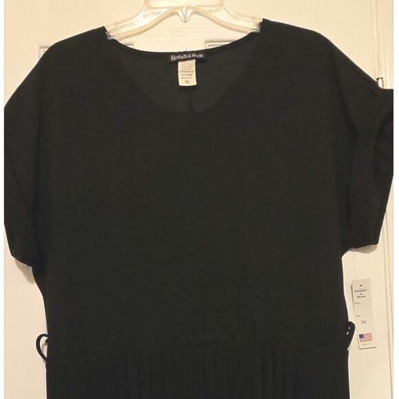 Sz 3X ELIZABETH NICOLE Black Cuffed Drop-shoulder Pleated Bottom Midi Dress - Picture 10 of 10